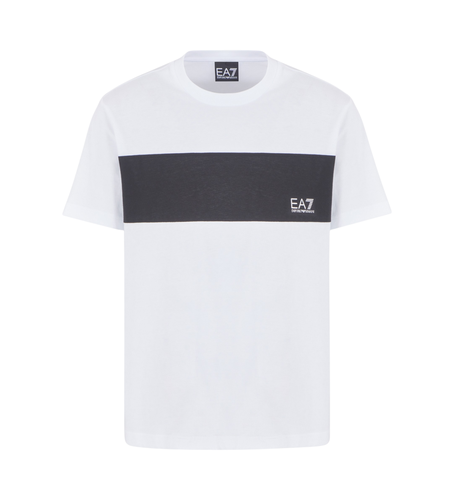 Til mænd. 6DPT47_PJTJZ Athletic Colour Block T-shirt med rund hals i økologisk bomuld, (L), Casual, Sport, Multisport, Korte ærmer - EA7 - Modalova