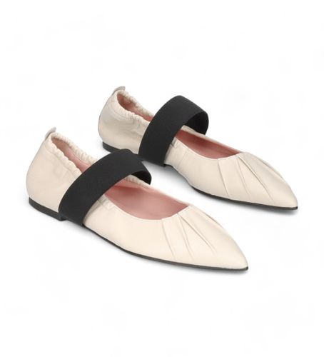 Til kvinder. 51644 Ballerinaer Ella off-white (36), Læder, Hvid, Fast, 1-3 cm, Ingen, Casual - Pretty Ballerinas - Modalova