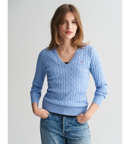 Til kvinder. 4800101 bomuldsstretch-ribstrikket pullover med spidskrave (M), Casual - Gant - Modalova