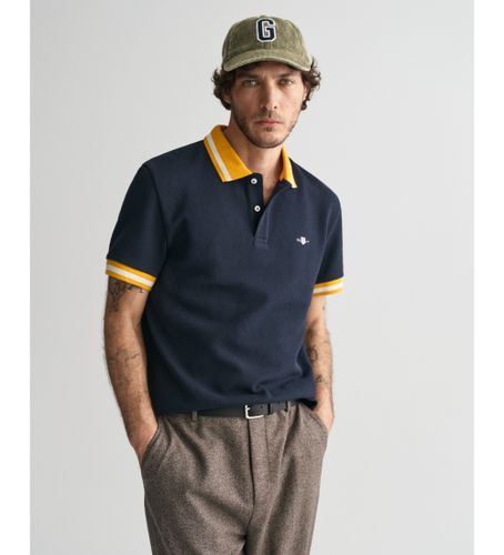 Til mænd. 2042013 Pique-poloshirt med navy birdseye-struktur (L), Casual, Bomuld, Korte ærmer, Blå - Gant - Modalova