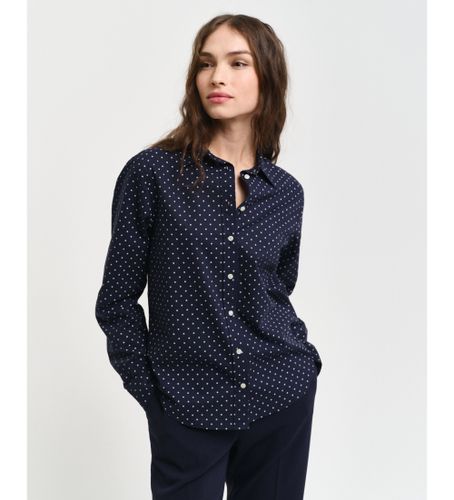 Til kvinder. 4300418 Regular Fit-skjorte i bomuldsgaze med navy-prikket print (34), Casual, Lange ærmer, Blå - Gant - Modalova