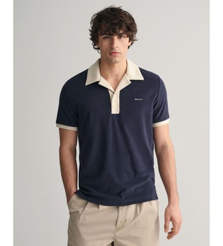 Til mænd. 2022146 Poloshirt i navy frotté i resort-stil (L), Casual, Bomuld, Korte ærmer, Blå - Gant - Modalova