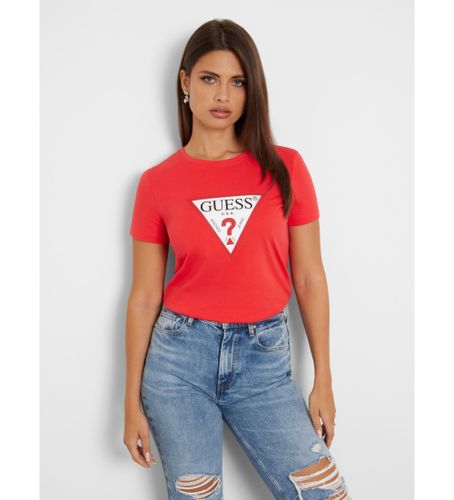 Til kvinder. W1YI1BI3Z14 trekantet logo-T-shirt (XS), Casual, Bomuld, Korte ærmer - Guess - Modalova