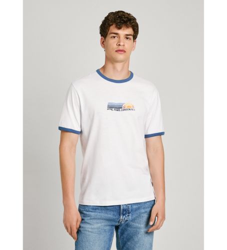 Til mænd. PM509437 Adan T-shirt (XS), Hvid, Casual, Korte ærmer, Økologisk bomuld, Bæredygtig - Pepe Jeans - Modalova