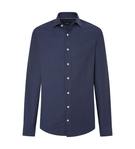 Til mænd. HM3010089 Navy polka-skjorte (3XL), Casual, Party, Bomuld, Klassisk, Lange ærmer, Blå - Hackett London - Modalova