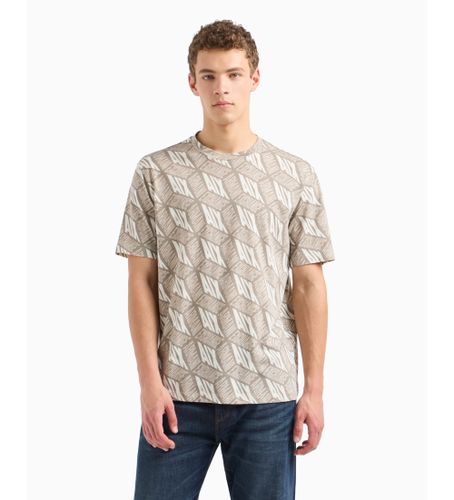 Til mænd. 6DZTHYZJH4Z27AE Regular fit T-shirt med 3D-effektprint i bomuld ASV (XXL), Beige, Casual, Korte ærmer - Armani Exchange - Modalova