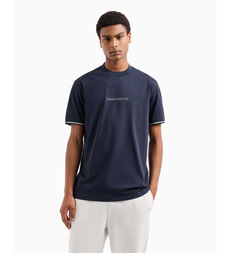 Til mænd. 6DZTJBZJ9AZ1510 Kortærmet T-shirt i navyfarvet bomuldsstrik (L), Casual, Korte ærmer, Blå - Armani Exchange - Modalova