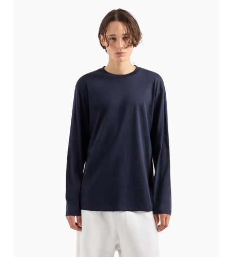 Til mænd. 6DZTJFZJ9AZ1510 Langærmet navy t-shirt (L), Casual, Bomuld, Lange ærmer, Blå - Armani Exchange - Modalova