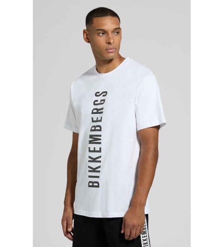 Til mænd. BMT0599 T-shirt med hvidt logo (S), Casual, Bomuld, Korte ærmer - Bikkembergs - Modalova