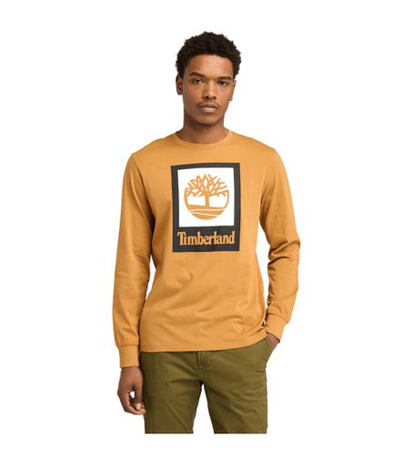 Til mænd. TB0A5VBBP471 Langærmet T-shirt med gult Stack-logo (S), Casual, Bomuld, Lange ærmer - Timberland - Modalova