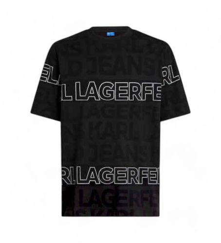 Til mænd. A1M17114 T-shirt med monogram Midnight black (S), Sort, Casual, Korte ærmer, Økologisk bomuld - Karl Lagerfeld - Modalova