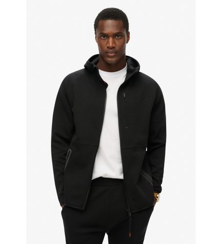 Til mænd. M2013743A hættetrøje med hætte, lynlås og logo Tech black (S), Casual, Bomuld - Superdry - Modalova