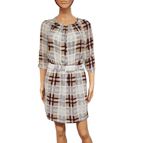 Robe T XS /S en voile à carreaux beiges et gris - Mango - Modalova