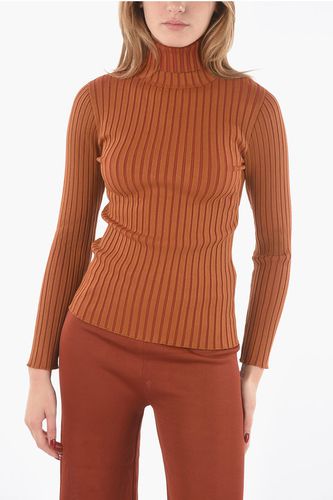 Bi-colour Ribbed Stretchy Jersey Sweater with Turtleneck size L - DROMe - Modalova