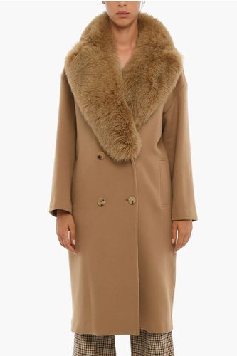 Double Breasted Wool Coat With Fur Collar Größe 40 - Blancha - Modalova