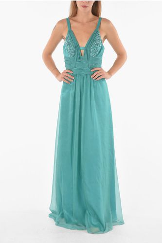 Double-layered V-neck Long Dress Embellished with Pearls size 42 - Blugirl - Modalova