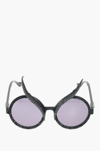 Rhinestones embellished frame round sunglasses size Unica - A-Morir - Modalova