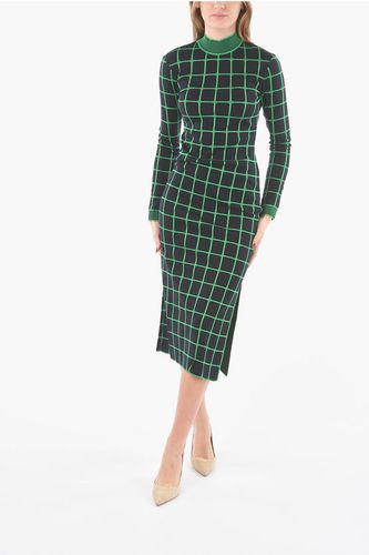 Windowpane-checkered Knit Long Dress with Side Slit size L - DROMe - Modalova