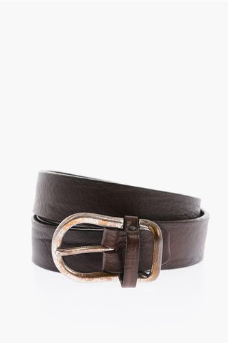 Mm Leather Belt With Silver Buckle size 100 - Alberto Luti - Modalova