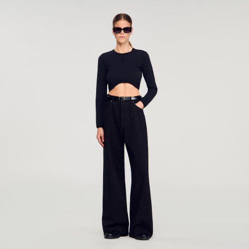 T-shirt court à broderie - Sandro Paris - Modalova