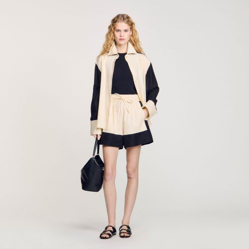 Short bicolore en lin - Sandro Paris - Modalova