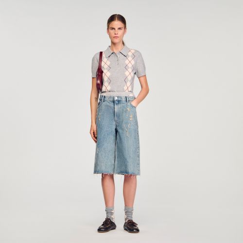 Pull à losanges et col polo - Sandro Paris - Modalova