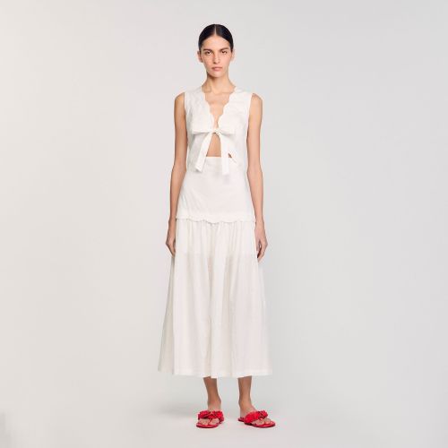 Robe longue froissée à naud - Sandro Paris - Modalova