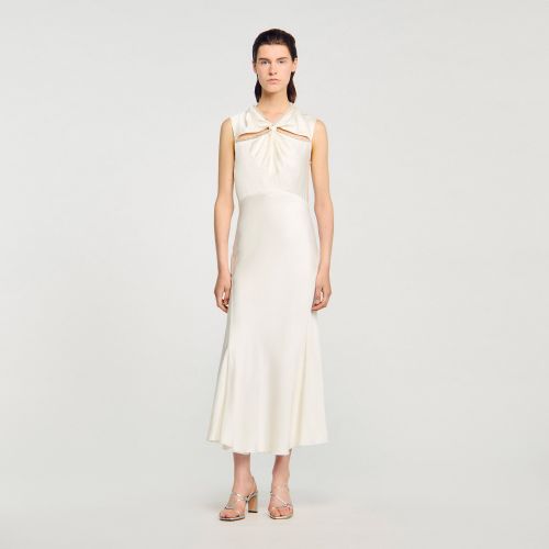 Robe longue satinée strassée - Sandro Paris - Modalova