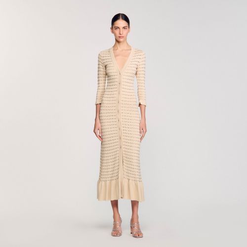 Robe longue en maille strassée - Sandro Paris - Modalova