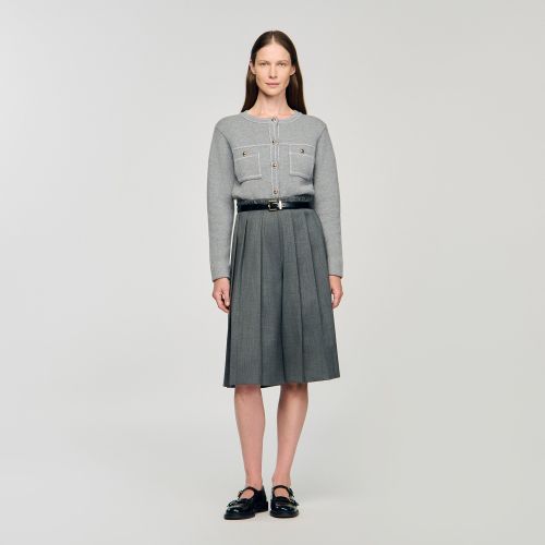 Cardigan à surpiqûres contrastées - Sandro Paris - Modalova