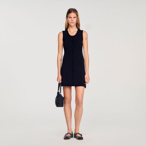 Robe courte maille côtelée - Sandro Paris - Modalova