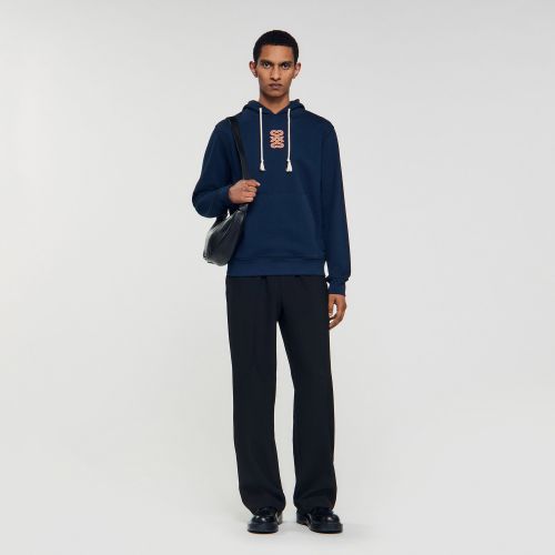 Sweatshirt à patch en cuir - Sandro Paris - Modalova