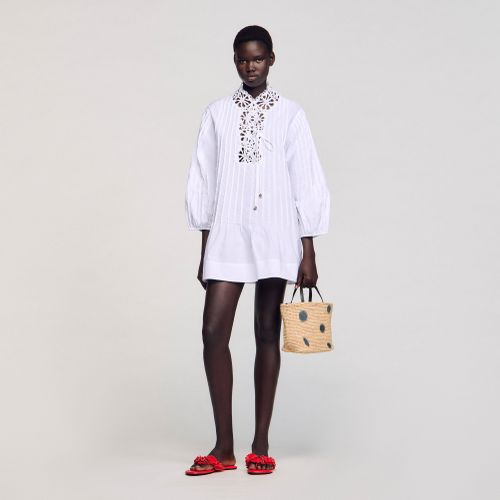 Robe courte à détail dentelle - Sandro Paris - Modalova