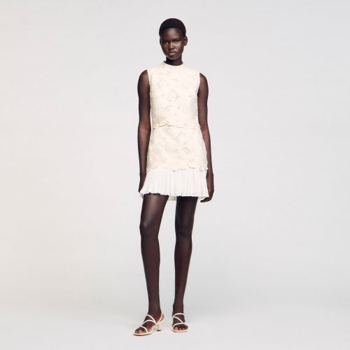 Robe courte en guipure - Sandro Paris - Modalova