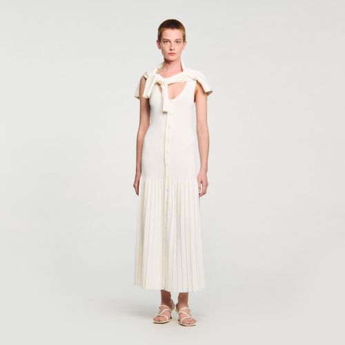 Robe longue en maille à bretelles - Sandro Paris - Modalova