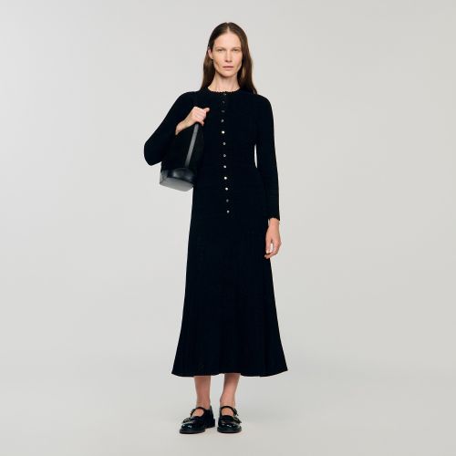 Robe longue maille texturée - Sandro Paris - Modalova