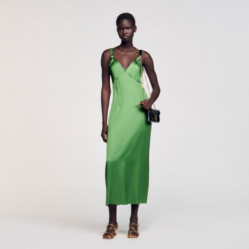 Robe fluide satinée - Sandro Paris - Modalova