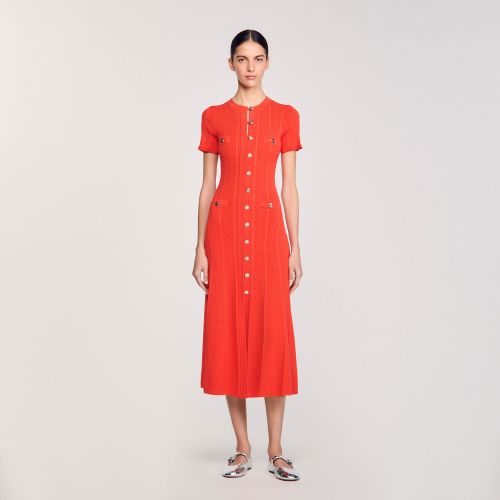 Robe longue en maille - Sandro Paris - Modalova
