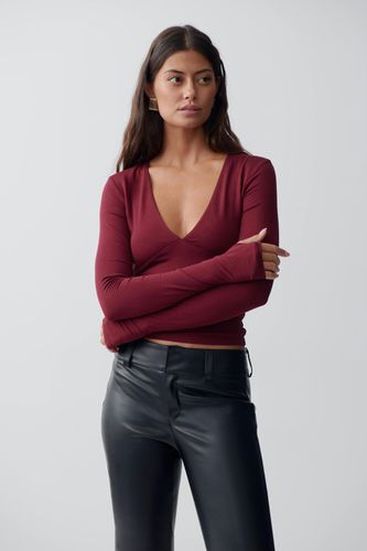 Soft touch v-neck top - Gina Tricot - Modalova