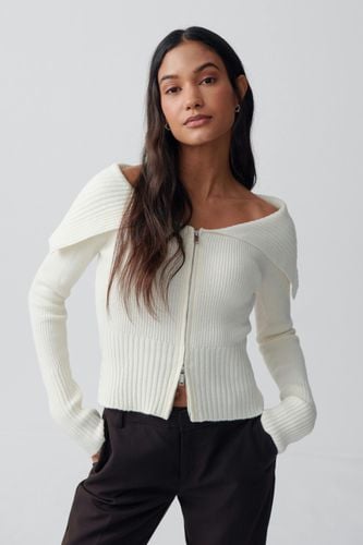 Knitted zip collar cardigan - Gina Tricot - Modalova