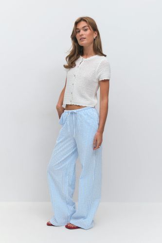 - Seersucker gingham trousers - Weite hosen - Blau - XS - Dame - Gina Tricot - Modalova