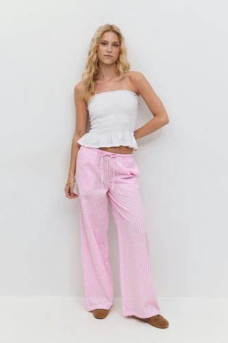 - Seersucker gingham trousers - Weite hosen - Rosa - XS - Dame - Gina Tricot - Modalova