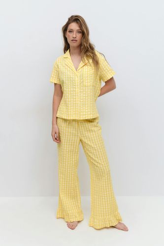 - Gingham seersucker trousers - Weite hosen - Gelb - XS - Dame - Gina Tricot - Modalova
