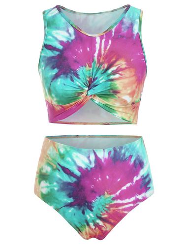 Dresslily Women Tummy Control Tankini Swimsuit Bright Swimwear Tie Dye Twisted Summer Beach Bathing Suit Swimsuit S - DressLily.com - Modalova