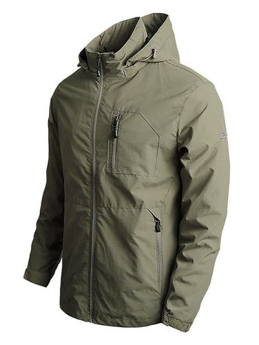Men Jackets Coat Embroidery Zipper Pocket Hooded Jacket Clothing Online Xs - DressLily.com - Modalova