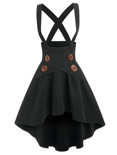 Women Mock Button High-low Suspender Skirt Clothing L - DressLily.com - Modalova
