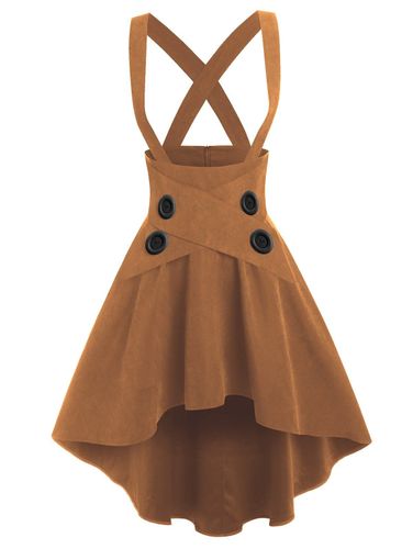 Women Mock Button High-low Suspender Skirt Clothing Xl - DressLily.com - Modalova