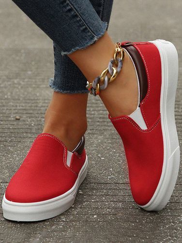 Fashion Women's Colorblock Slip On Casual Flat Shoes - DressLily.com - Modalova