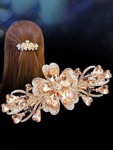 Fashion Women's Hair Accessories Artificial Crystal Flower Bowknot Hair Clip - DressLily.com - Modalova