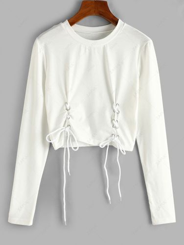 Camiseta Corta de Manga Larga con Cordones - ZAFUL - Modalova